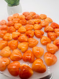 Spiny Oyster Shell Heart Cabs • 14 mm Size • Pack of 2 Pcs • AAA Quality • Natural Shell Cabochon • orange Color