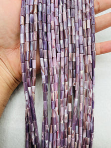 Wampum Quahog Shell Tube Beads • 4x8 mm Size • 40 cm length • AAA Quality • Natural Wampum Shell • Purple Color • Origin East Coast USA