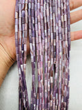 Wampum Quahog Shell Tube Beads • 4x8 mm Size • 40 cm length • AAA Quality • Natural Wampum Shell • Purple Color • Origin East Coast USA