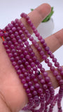 Natural Ruby Round Beads • 4 mm size • 40 cm Length • AAA Quality - Natural Ruby Beads