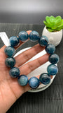 Green Kyanite Bracelet - 18 mm Size - Code #B18 - AAAA Quality - Length 7.5 Inch- Natural Kyanite Round Bracelet