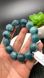 Green Kyanite Bracelet - 16.5 mm Size - Code #A23 - AAA Quality - Length 7.5 Inch- Natural Kyanite Round Bracelet
