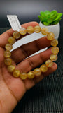 Golden Rutile Round Bracelet • 10 mm Size • Code #E1 • 4A Quality • Natural Rutilated Quartz Bracelet