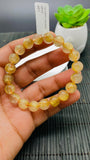 Golden Rutile Round Bracelet • 10 mm Size • Code #E1 • 4A Quality • Natural Rutilated Quartz Bracelet