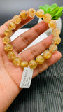 Golden Rutile Round Bracelet • 11 mm Size • Code #E2 • 4A Quality • Natural Rutilated Quartz Bracelet