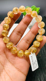 Golden Rutile Round Bracelet • 11 mm Size • Code #E2 • 4A Quality • Natural Rutilated Quartz Bracelet