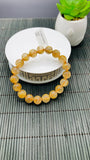 Golden Rutile Round Bracelet • 11 mm Size • Code #E2 • 4A Quality • Natural Rutilated Quartz Bracelet