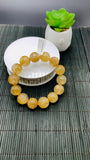 Golden Rutile Round Bracelet • 17 mm Size • Code #E17 • 4A Quality • Natural Rutilated Quartz Bracelet