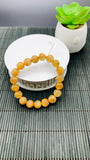 Golden Rutile Round Bracelet • 10.5 mm Size • Code #F2 • 4A Quality • Natural Rutilated Quartz Bracelet