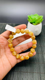 Golden Rutile Round Bracelet • 11 mm Size • Code #F3 • 4A Quality • Natural Rutilated Quartz Bracelet