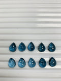 London Blue Topaz 8x11 mm Pear Cabs - Pack of 1 Pc - AAA Quality - Natural Blue Topaz Cabochon