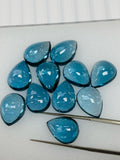 London Blue Topaz 9x12 MM Pear Cabs- Pack of 1 Pc - AAA Quality - Natural Blue Topaz Cabochon