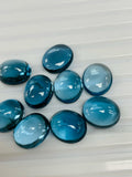 London Blue Topaz 10x14 MM Oval Cabs- Pack of 1 Pc - AAA Quality - Natural Blue Topaz Cabochon