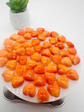 Spiny Oyster Shell Heart Cabs • 12 mm Size • Pack of 2 Pcs • AAA Quality • Natural Shell Cabochon • Orange Color