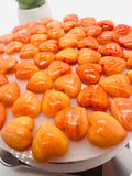 Spiny Oyster Shell Heart Cabs • 14 mm Size • Pack of 2 Pcs • AAA Quality • Natural Shell Cabochon • orange Color