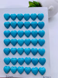 Turquoise Heart Cabs - 10 mm size - Pack of 1 Pc - AAA Quality - 100% Natural Turquoise- Turquoise Heart Cabochon - Flat Back Cabs