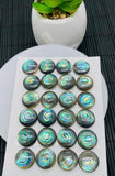Abalone Shell Round Cabs- 18 mm Size- Pack of 2 Pcs- AAAA Quality- Natural Abalone Cabochons