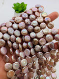 11-12mm Freshwater Pearl Coin Beads AA Quality -Natural Pink Pearl Coins - length 40cm - Pink Freshwater Pearl Coins