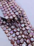 11-12mm Freshwater Pearl Coin Beads AA Quality -Natural Pink Pearl Coins - length 40cm - Pink Freshwater Pearl Coins