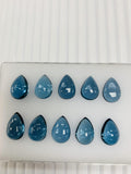 London Blue Topaz 10x13 MM Pear Cabs- Pack of 1 Pc - AAA Quality - Natural Blue Topaz Cabochon