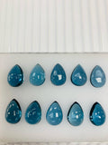 London Blue Topaz 10x13 MM Pear Cabs- Pack of 1 Pc - AAA Quality - Natural Blue Topaz Cabochon