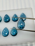 London Blue Topaz 10x14 MM Pear Cabs- Pack of 1 Pc - AAA Quality - Natural Blue Topaz Cabochon