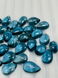 London Blue Topaz 7X9 / 7X10 MM Pear Cabs- Pack of 1 pc- AAA Quality - Natural Blue Topaz Cabochon