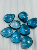 London Blue Topaz 10x12 mm Pear Cabs- Pack of 1 Pc - AAA Quality - Natural Blue Topaz Cabochon