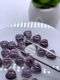 10 mm Wampum Quahog Shell Heart Cabs • Pack of 2 Pcs • AAA Quality • Natural Wampum Shell Cabochon • Flat Back