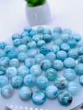 Larimar Cabochon • 11 mm Size • Pack of 2 Pcs • AA Quality • Natural Larimar Round Cabochon • Larimar Cabs