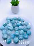 Larimar Cabochon • 12 mm Size • Pack of 2 Pcs • AA Quality • Natural Larimar Round Cabochon • Larimar Cabs