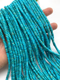 4 mm Turquoise Roundel Beads - AAA Quality - Origin America- Length 40 cm - Natural Turquoise Rondelle Beads