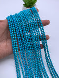 4 mm Turquoise Round Beads- AAA Quality- Origin America - Length 40 cm - Natural Turquoise Beads