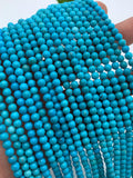4 mm Turquoise Round Beads- AAA Quality- Origin America - Length 40 cm - Natural Turquoise Beads