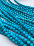 6 mm Turquoise Round Beads- AAA Quality- Origin America - Length 40 cm - Natural Turquoise Beads
