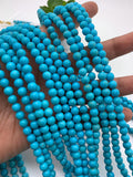 6 mm Turquoise Round Beads- AAA Quality- Origin America - Length 40 cm - Natural Turquoise Beads