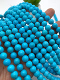 8 mm Turquoise Round Beads- AAA Quality- Origin America - Length 40 cm - Natural Sleeping Beauty Turquoise Beads