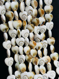 Shiva Shell Heart shape Beads - 12mm Size • AAA Quality• Length 40 cm • Shiva Shell heart Beads • Shiva Shell Beads
