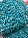 2mm Turquoise Faceted Cube Beads - Length 39 cm -AAA Quality - Natural Turquoise Cube