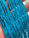 1x1 mm Turquoise Cylindrical Beads - Length 38 cm - AAA Quality - Natural Turquoise Beads