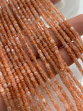 2mm Sunstone Faceted Cube Beads - AAA Quality - 39 cm Length - Natural sunstone Dice Square Beads