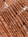 2mm Sunstone Faceted Cube Beads - AAA Quality - 39 cm Length - Natural sunstone Dice Square Beads