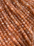 4mm Sunstone Faceted Cube Beads - AAA Quality - 39 cm Length - Natural sunstone Dice Square Beads