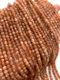 4mm Sunstone Faceted Cube Beads - AAA Quality - 39 cm Length - Natural sunstone Dice Square Beads