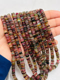 Multi Tourmaline Heishi 5mm, Natural Tourmaline, Origin Africa, Tourmaline flat slice shape . Length 16"