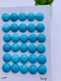 Turquoise Round Cabs - 12 mm size - Pack of 1 Pc - AAA Quality - 100% Natural Turquoise- Turquoise Round Cabochon - Flat Back Cabs