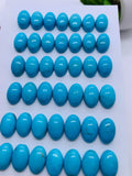 Turquoise Oval Cabs - 8x12 mm size - Pack of 2 Pcs - AAA Quality - 100% Natural Turquoise- Turquoise Oval Cabochon - Flat Back Cabs