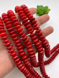 Coral Rondelle beads 9-10 mm size - Length 40 cm - Dyed Color Coral Roundel beads