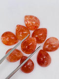 Sunstone Cabochon 8X10 mm -Pack of 2 Pieces -AAA Quality cabs- Sunstone Pear Cabochon -Natural Sunstone Cabs