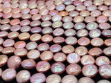 12MM Freshwater Pink Pearl Smooth Coin AAA Quality -Natural Pearl Coin shape , length 16" - Very Fine Quality- Pink Pearl Coins